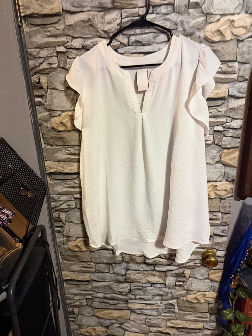 Lightweight White Flutter Sleeve Women's Top